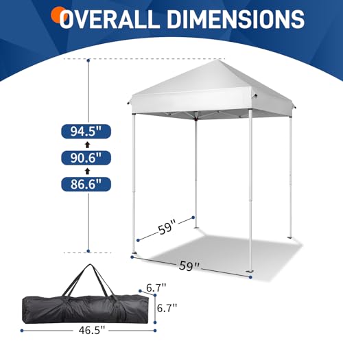 Outvita 5x5 Pop Up Canopy Tent, Ez Up Outdoor Canopy Tent Instant Shelter with Carry Bag Straight Legs Patio Balcony Porch Backyard Garden - style: 5x5-white