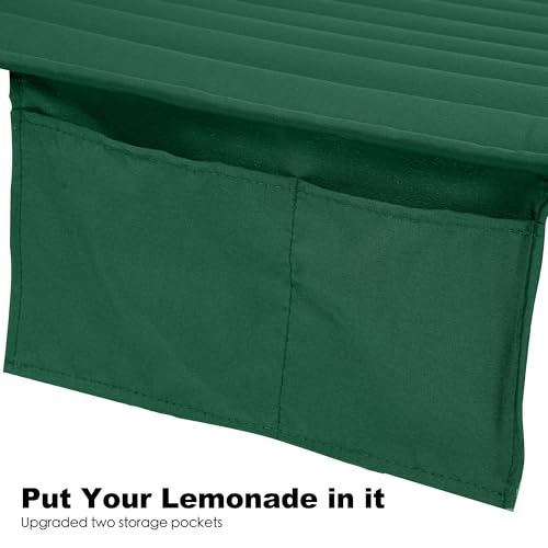 GAFETE Hammock 2 Person Quilted Fabric Hammocks for Outside, Double 12ft Hammocks with Spreader Bar, Large Removable Pillow, Storage Bag, Carabiners, Max 475 lbs Capacity (Night Green) - color: Night Green