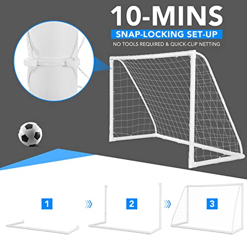 Goplus Soccer Goal, 12'x6'/8'x6'/6'x4' Soccer Net with Strong UPVC Frame, Quick Set-up, High-Strength Netting, Portable Weatherproof Soccer Goals for Backyard Kids Soccer Practice Training - style: 6ftx4ft