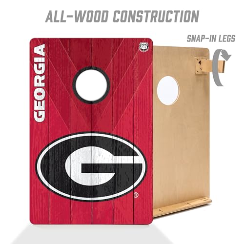 YouTheFan NCAA 2’ x 3’ Wood Cornhole Game with Logo Bags - color: Georgia Bulldogs, size: 2' X 3'