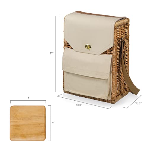 PICNIC TIME Corsica Wine and Cheese Picnic Basket - Tote Bag - Gift for Wine Lovers, (Beige Canvas), 12 x 7 x 17 (Pack of 2) - size: 9.75 x 6.5 x 13.75 (Pack of 2), style: Corsica Wine & Cheese Picnic Basket, 2-Bottle Wine Carrier