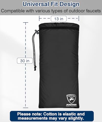 Enlarge Outdoor Faucet Cover for Winter Freeze Protection, 13” W x 30" H Hose Bib Covers Socks for Garden Lawn Faucets & Yard Hydrant, Reusable Long Insulated Spigot Cover, Black, 1 Pack - size: 13"×30"-1