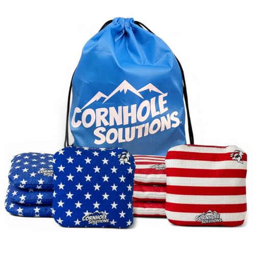 Cornhole Solutions Cornhole Bags Set of 8 – Regulation Pro Style 6x6 – Resin Filled + Tote Bag - color: Stars/Stripes