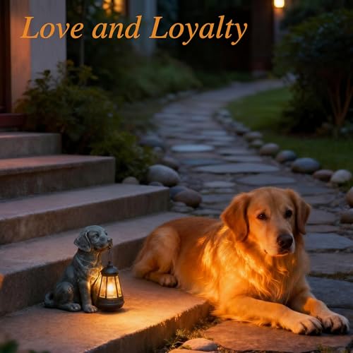 Lyeasw Solar Dog Statues with Lantern – 8.4 inch Waterproof Outdoor Dog Decor for Garden, Yard & Porch, Auto On/Off Solar Light, Gift for Mom & Dog Lovers, Dog Memorial Gifts - color: Dog