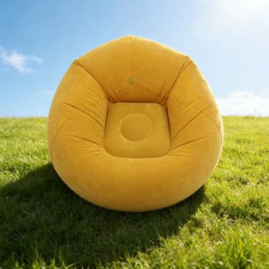 Inflatable Bean Bag Chair with Pump, Flocked PVC Portable Blow Up Couch, Folding Inflatable Couch Lazy Sofa for Indoor & Outdoor, Living Room, Camping, Movie Night, Party (04) - color: 04