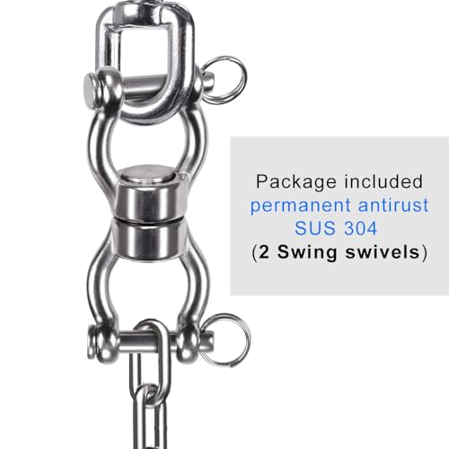 SELEWARE Silent Bearing Swing Swivel, 360° Rotational Device Hanging Accessory with Removeable Buckle for Tree Swing, Hammock Chair, Climbing Rope, Yoga, Kids Swing Swivel 1202LB Capacity - color: Swivel - Style B, 2 Pack