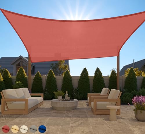 GORILLA GRIP Heavy Duty Sun Shade, UV Protection Fade Tear and Rust Resistant Rectangle Sunshade Canopy, Curved Edges Blocks Sunlight, Breathable Sail, Outdoor Patio, Lawn Garden, 8x12 FT Terra - color: Terra, size: 8' X 12', style: Rectangle