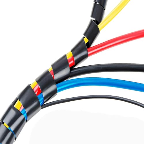 Spiral Cable wrap, 49FT Wire wrap,3/8 inch Spiral Cable Wraps for Cords Covers Bundle Sleeve Hose for Computer, Power,PC, Audio & Video Electrical Wire Organizer RoHS Black - color: Black, size: Dia 10mm-length15m