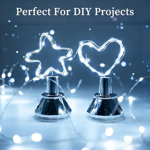 ANGMLN Solar Diamond Shaped Wine Bottle Cork Lights 10 Pack Solar String Fairy Lights Outdoor Waterproof for Wedding Holiday Garden Patio Pathway Bar Concert Indoor Outdoor Decorative (Cool White) - color: Cool White