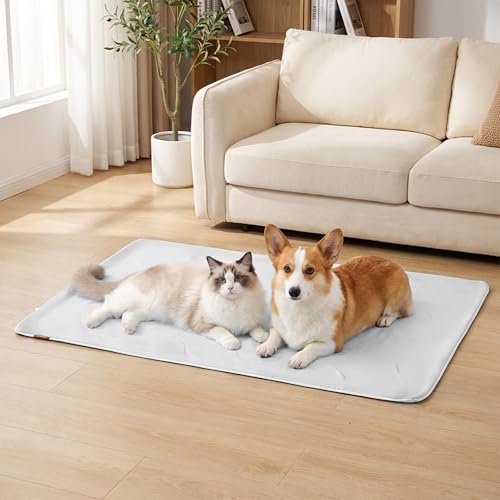 ZOMISIA Cooling Blanket for Medium Dogs - Breathable Air-Core Fill Lightweight Pet Mat, Soft Cold Blanket Washable for Summer, Grey, 30"x40" - color: Grey, size: M(30x40")