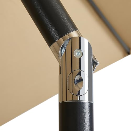 Yaheetech 7.5FT Patio Umbrella Market Umbrella with 6 Ribs Push Button Tilt and Crank Garden Table Umbrella for Garden, Deck, Backyard, Pool, Beach Tan - color: Tan, size: 7.5FT