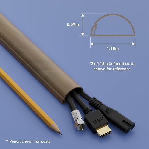 D-Line Half Round Cord Hider, Patented Cable Cover, Hide TV Wall Mount Wires, Raceway for Cords, Decorative Wire Covers, Paintable, Adhesive - 1x 1.18in W x 0.59in H x 39in L - Wood-Effect - color: Wood-Effect, size: 1.18x0.59in - 1x 39in