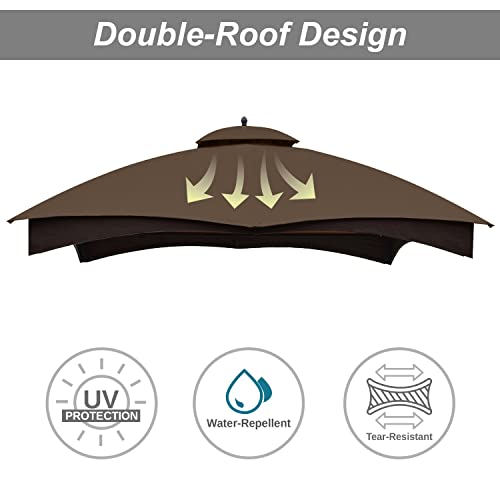 ABCCANOPY Gazebo Replacement Canopy Top for Lowe's Allen Roth #GF-12S004B-1,Brown - color: Brown, size: Original Canopy