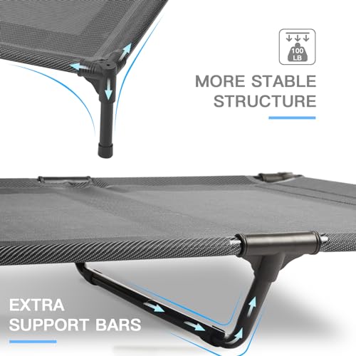 suddus Elevated Dog Bed for Medium Dogs, Dual Support Cooling Cot with Teslin Mesh, Portable Waterproof Pet Bed for Indoor/Outdoor Use, Medium, 30x23x6.3 Inch, Grey - color: Grey, size: M (30"Lx 23"Wx6.3"H)