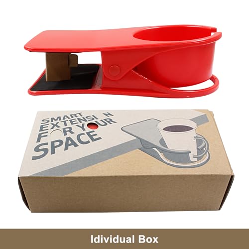 Jiozermi Drinking Cup Holder Clip, Desk Drink Holder with Clip for Water, Soda, Coffee Mug (Red) - color: Red