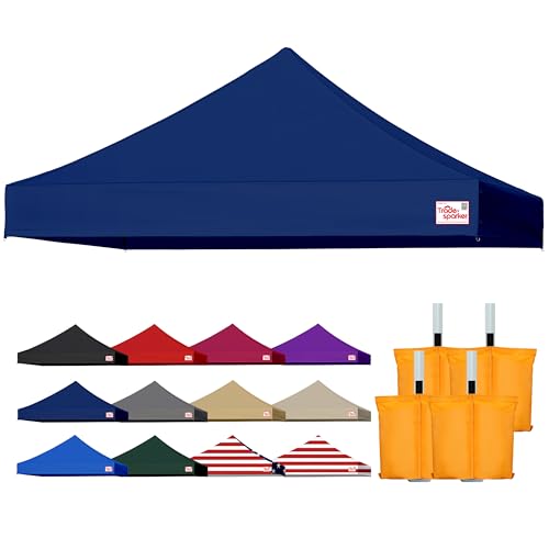 Tradesparker 10x10 Commercial Pop Up Canopy Replacement Top-Windproof D-Rings+Banner Grommets+Loop Pile Wall System,Ez Canopy Cover ONLY-Frame/Side Walls NOT Included(navyblue) - color: Navyblue, size: 10x10
