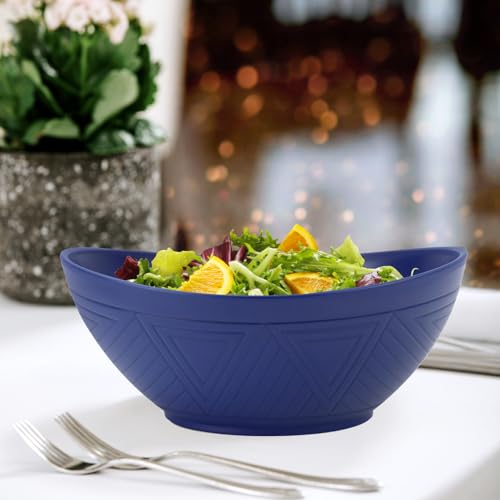 Wrova 65oz Large Salad Bowls Deep Blue - Wheat Straw Serving Bowls Set of 4 - Unbreakable Serving Bowls Dishware & Microwave Safe - BPA Free Bowl for kitchen,camping - color: Blue, size: 4 Pack