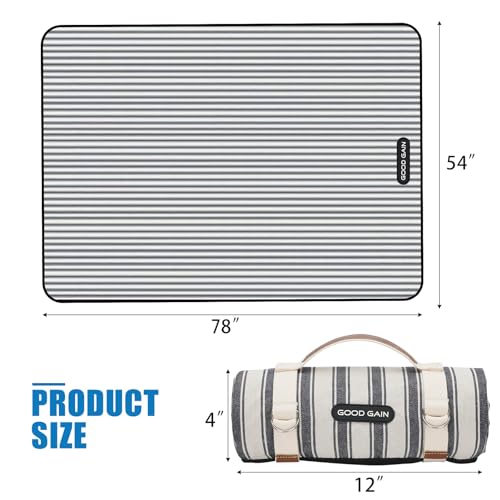 G GOOD GAIN Waterproof Picnic Blanket Portable with Carry Strap for Beach Mat or Family Outdoor Camping Party (Berry Blue) - color: Berry Blue