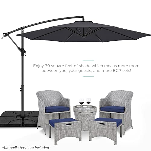 Best Choice Products 10ft Offset Hanging Market Patio Umbrella w/Easy Tilt Adjustment, Polyester Shade, 8 Ribs for Backyard, Poolside, Lawn and Garden - Gray - color: Gray, size: Offset