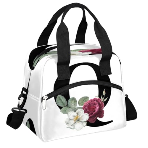 Letter Q Insulated Lunch Bag for Women Men Reusable Waterproof Lunch Box Cooler Tote Bag One shoulder portable meal bag Portable Adult Lunchbox for Work Picnic Hiking Beach - color: Letter Q