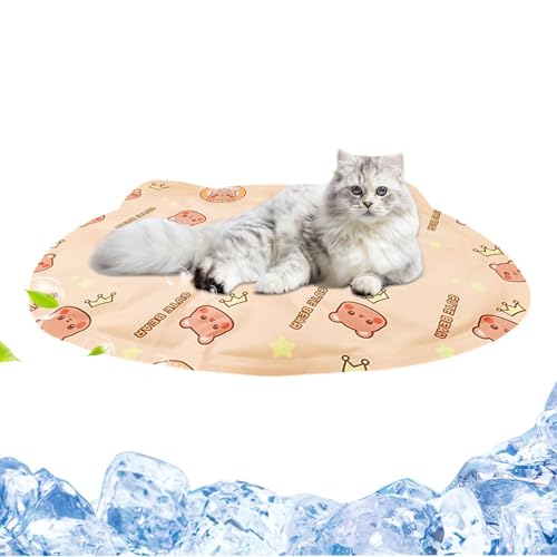 Cat Cooling Mat, Adorable Animal Patterns, 45x34x2cm, Cool Pet Pad, Self-Cooling Pressure Activated Mat, Adorable Heat Relief, for Living Room Bedroom Windowsill Road Trip Vacation - color: bear