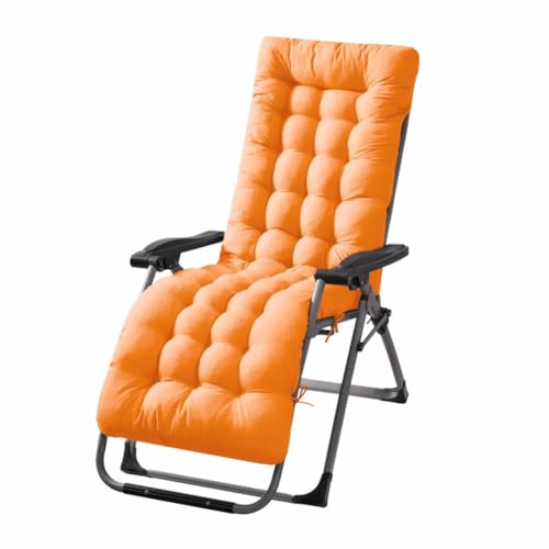 Patio Chaise Lounger Cushion， Rocking Chair Sofa Cushion with 6 Ties， Thick Padded Swing Bench Cushion， Zero Gravity Chair Cushion61x19x3in (Orange) - color: Orange