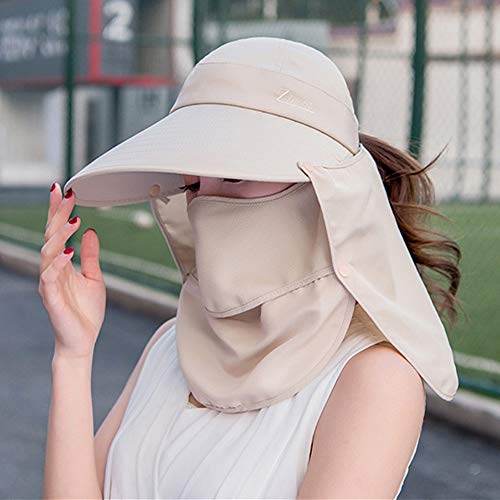 Outdoor UPF 50+ UV Sun Protection Waterproof Breathable Face Neck Flap Cover Folding Sun Hat for Men/Women - color: Khaki