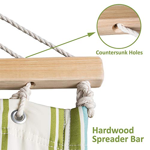 SUNCREAT Portable Double Hammock with Stand, 475 lbs Capacity, Heavy Duty Two Person Hammock with Stand Included, Green Stripe - color: Green&beige, size: 12 ft Stand