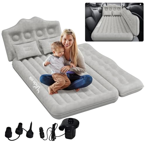 Car Air Mattress Bed: Inflatable Back Seat Air Mattress for Car, Thickened Camping Sleeping Pads with 2 Pillows & Air Pumps, Fits Sedan/Truck/SUV, Grey - color: Grey, size: Car Air Mattress