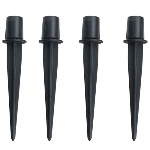 CHENJIN 4PCS Outdoor Lighting Fixture Fixed Legs 5.34x0.83in inch Tent Ground Legs Lawn Garden Park Ground Pole Solar Light Replacement Stake Ground Stake Accessory Black