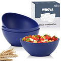 Wrova 65oz Large Salad Bowls Deep Blue - Wheat Straw Serving Bowls Set of 4 - Unbreakable Serving Bowls Dishware & Microwave Safe - BPA Free Bowl for kitchen,camping - color: Blue, size: 4 Pack