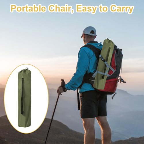Folding Camping Chair with Cup Holder & Storage Bag, 225lbs Capacity, Large Anti-Sink Feet, Breathable PE Coated Fabric for Outdoor, Hiking, Beach, Fishing, Backpacking, 2PCS Green - color: Green, style: 2PACK