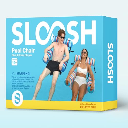 SLOOSH Inflatable Pool Floats Adult,2 Packs Floating Lounge Chairs,Blow up Pool Noodles for Adult Heavy Duty,Floating Chair for Party Summer Water Beach Lake Fun - style: Stripes-Blue,Light Green