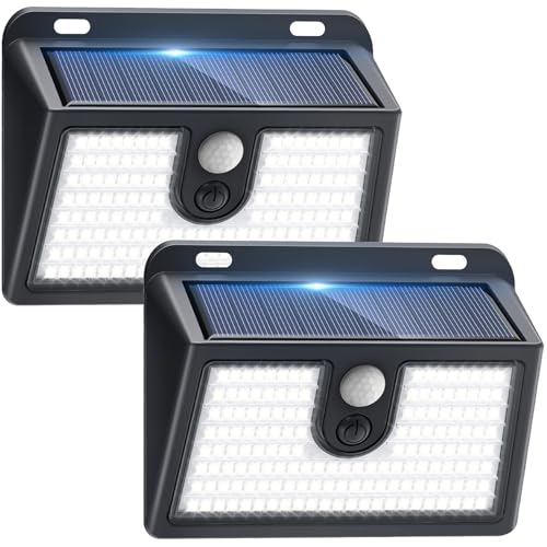 [2 Packs] Solar Motion Sensor Outdoor Lights, Super Bright Solar Lights Outdoor Waterproof, 3 Lighting Modes Security Wall Light for Outside Walking Dog Fence Backyard Deck Garden Door Step Garage - color: Cool White, size: 2 Pack