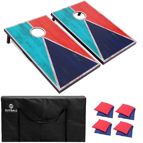 Cornhole Set 4x2 and 3X2 Regulation Size Corn Holes Sets with Carrying Bags & 8 Bean Bags Cornhole Boards Bean Toss Games for Adults Family Outdoor Beach Lawn Outside Backyard Games - style: Rustic 4’x2’