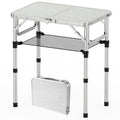 YihuiKo Folding Camping Table, Aluminum 24" x 16" Adjustable Height Max 27.5" with Carrying Handle, Lightweight, Portable Camping Table for Outdoor Indoor Picnic Beach, Silver - size: 24"L x 16"W x 27"H Silver