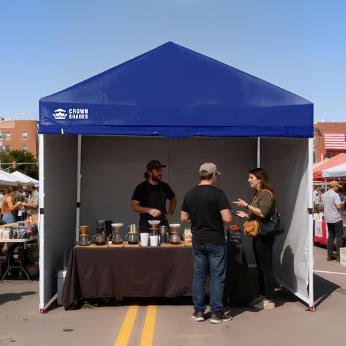 CROWN SHADES 10X10 Commercial Instant Canopy Pop Up Tent with Center Lock, 300D Fabric, 4 Sidewalls, Sto'N Go Bag, Navy Blue - color: Navy Blue, size: 10x10 Classic