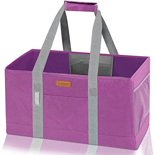 WONDAY Reusable Grocery Bags, Extra Large Utility Tote Bag for Women, Foldable Large Tote Bag Shopping Bags for Groceries, Storage, Picnic, Beach, Pool (RoseRed) - color: Rosered