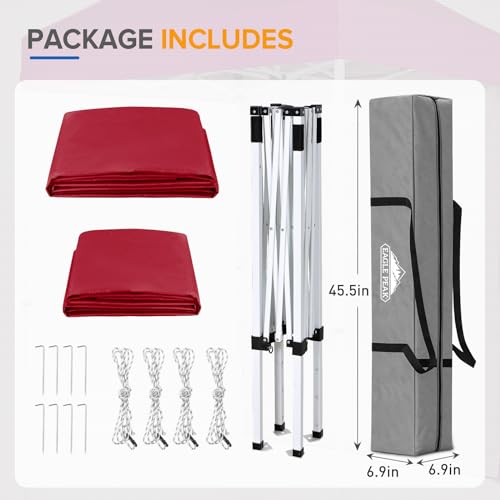 EAGLE PEAK Pop up Canopy 5x5, Outdoor Portable Canopy Tent with One Removable Sunwall, Carry Bag Included, Burgundy - color: Burgundy