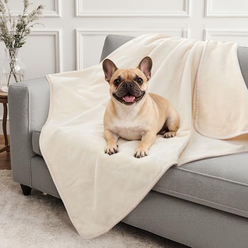 LOOBANI Waterproof Dog Blanket for Couch: Spill-Proof Puppy Blankets for Small Medium Dogs Washable, Reversible Soft Flannel Pet Throw for Dog Bed, Crate, Couch Sofa Cover, Travel, 30" x 40", Beige - color: Beige, size: 30" x 40"