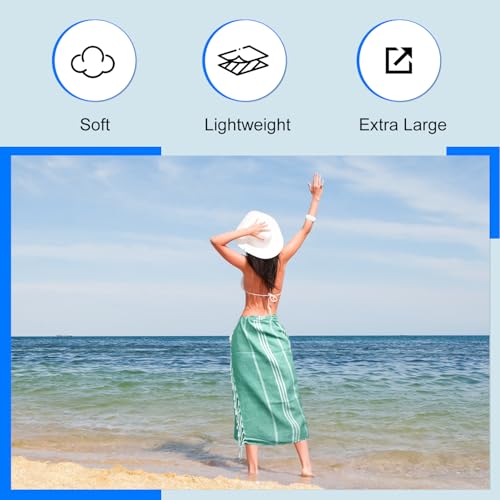YSYJ Turkish Beach Towel 6 Pack Beach Towels 36"x71" Beach Towel Oversized Sand Free Turkish Towel Quick Dry Bath Towels Teal - color: Teal, size: 36"x71"- 6 Pack