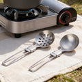 Outdoor Camping Stainless Steel Folding Spatula Sets, Lightweight Thickened Turner Tableware Spoon Cooking Utensils - color: style2