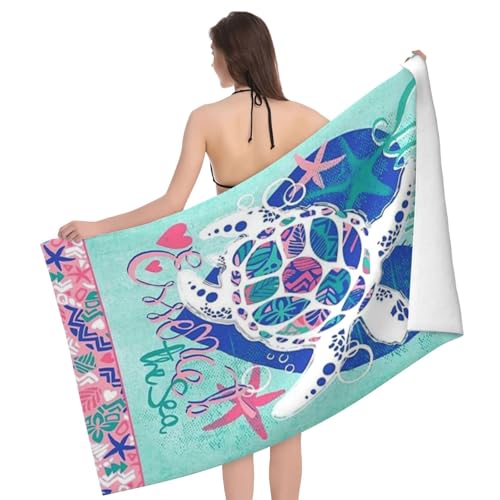 Cute Sea Turtle Beach Towel for Men/Adults, Personalized Microfiber Beach Towels Bulk, Quick Dry Beach Towel for Pool, Lightweight Bath Towels Oversized Clearance 30"x 60" - color: Turtle2, size: 30"x 60"