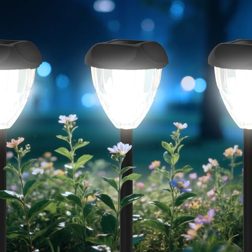 Ensenior 8-Pack Solar Lights Outdoor, Auto ON/Off 6500K LED Solar Garden Lights for Pathway, Yard, Patio, Walkway, Planter, Waterproof, Energy-Efficient Landscape Lighting - color: Cool White, size: 8-Pack
