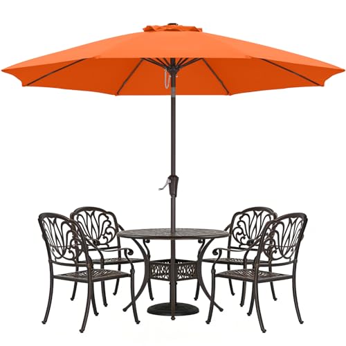 ABCCANOPY 10FT Patio Umbrella, Outdoor Waterproof Table Umbrella with Push Button Tilt and Crank, 8 Ribs UV Protection Pool Umbrella for Garden, Lawn, Deck & Backyard (Orange) - color: Orange, size: 10FT