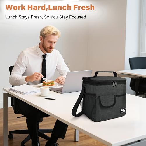Tirrinia Insulated Large Lunch Bag for Women Men, Leakproof Lunch Box Containers for Adults, Work, School, Soft Lunchbox for Kids, Boys, Adult Cooler Bag for Picnic, Hiking,Beach, Black - color: Black, size: Large-10.5L
