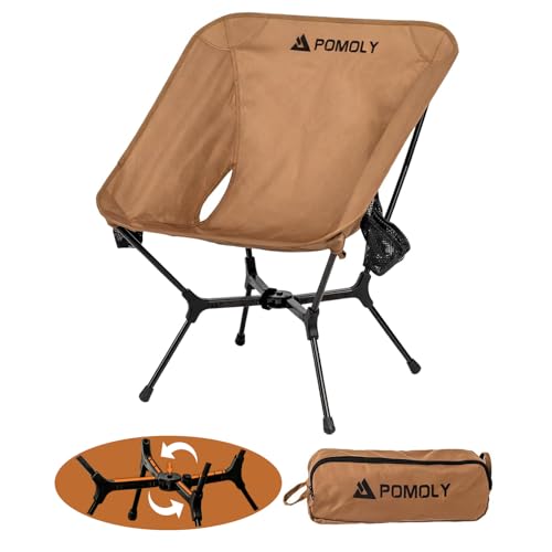 POMOLY Lightweight Camping Chair (Innovative Rotating Instant Setup), Portable Collapsible Camping Chair, Folding Outdoor Backpacking Ultralight Hiking Hunting, Compact 440lbs Capacity