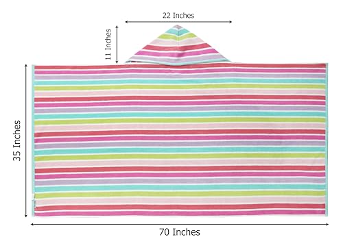COTTON CRAFT Hooded Beach Towel - Oversized XXL 35x84 Towel with Hood for Adults - The Big Kahuna 7 Foot Beach Blanket Towel - Big & Tall Soft 100% Cotton Velour - Pool Bath Wrap - Pink Multi - color: Cabana Stripe - Pink Multi, size: 1 Pack - 35x84 Hoode
