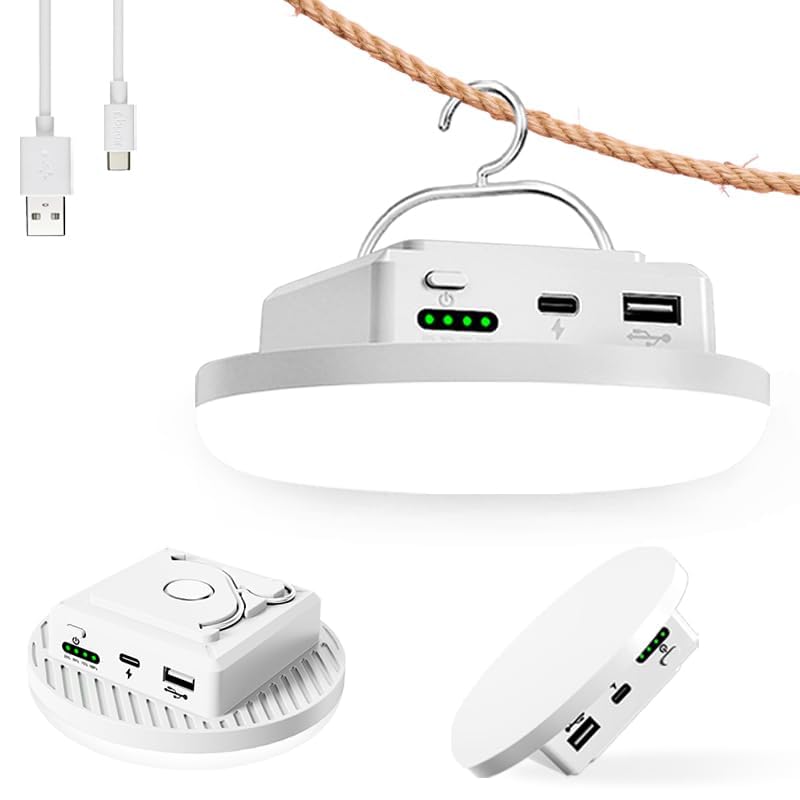 Tent Light 4500 Lumen, Camping Lantern Portable Rechargeable LED, Super Bright Magnetic Hanging Camping Light with 3 Color Modes & Stepless Dimming for Canopy, Tent, Emergency, Home & Travel（White） - size: 7200 mAh(white)