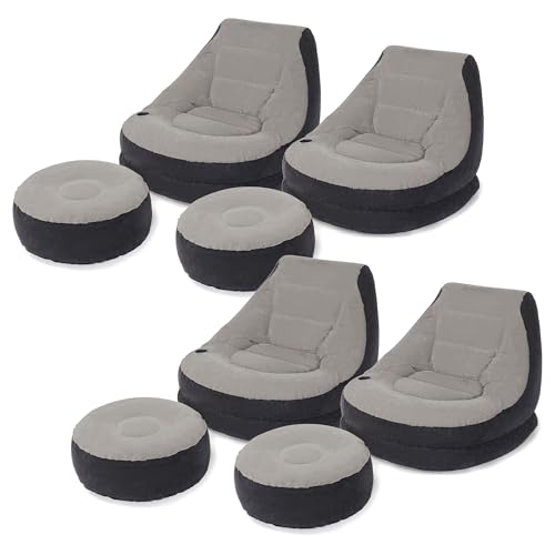 Intex Inflatable Ultra Lounge Chair With Cup Holder And Ottoman Set (4 Pack) - size: 4 Pack